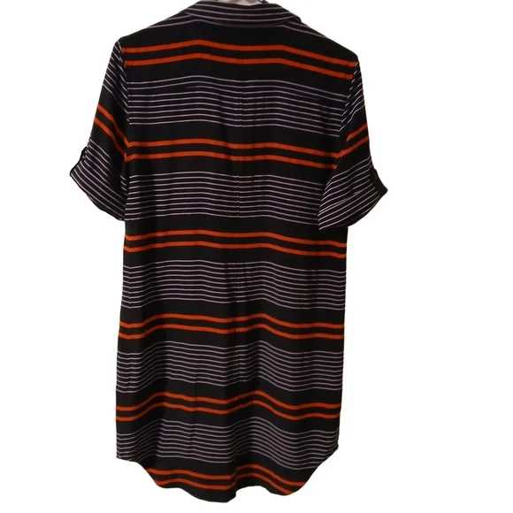 Equipment Femme Womens Blue Red 100% Silk Striped Shirtdress Dress Petite Small - Picture 3 of 10